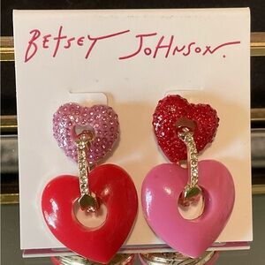 Betsey Johnson Dangle Heart Earring NWT